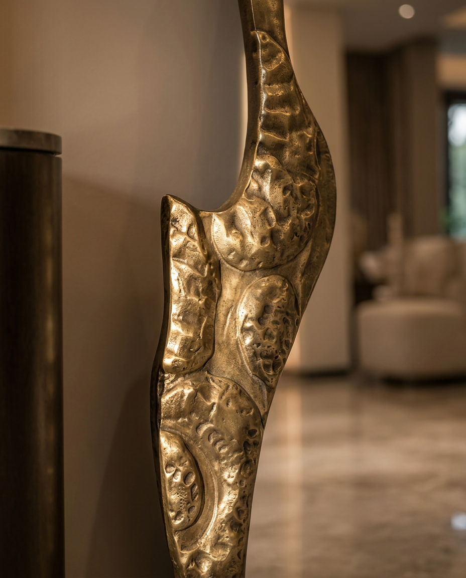 Fiamma Sculpted Gold Floor Mirror