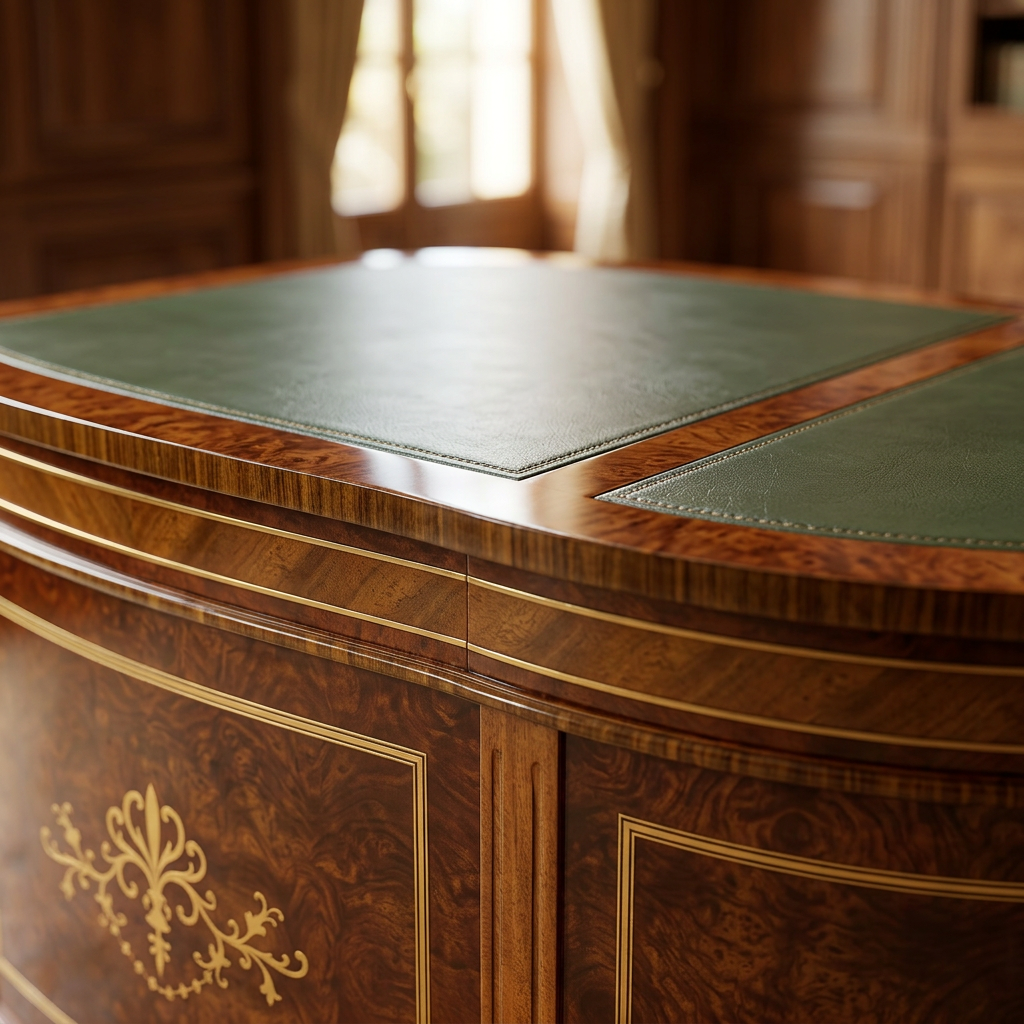 Premium 4-Piece Wood Office Set with Leather Accents
