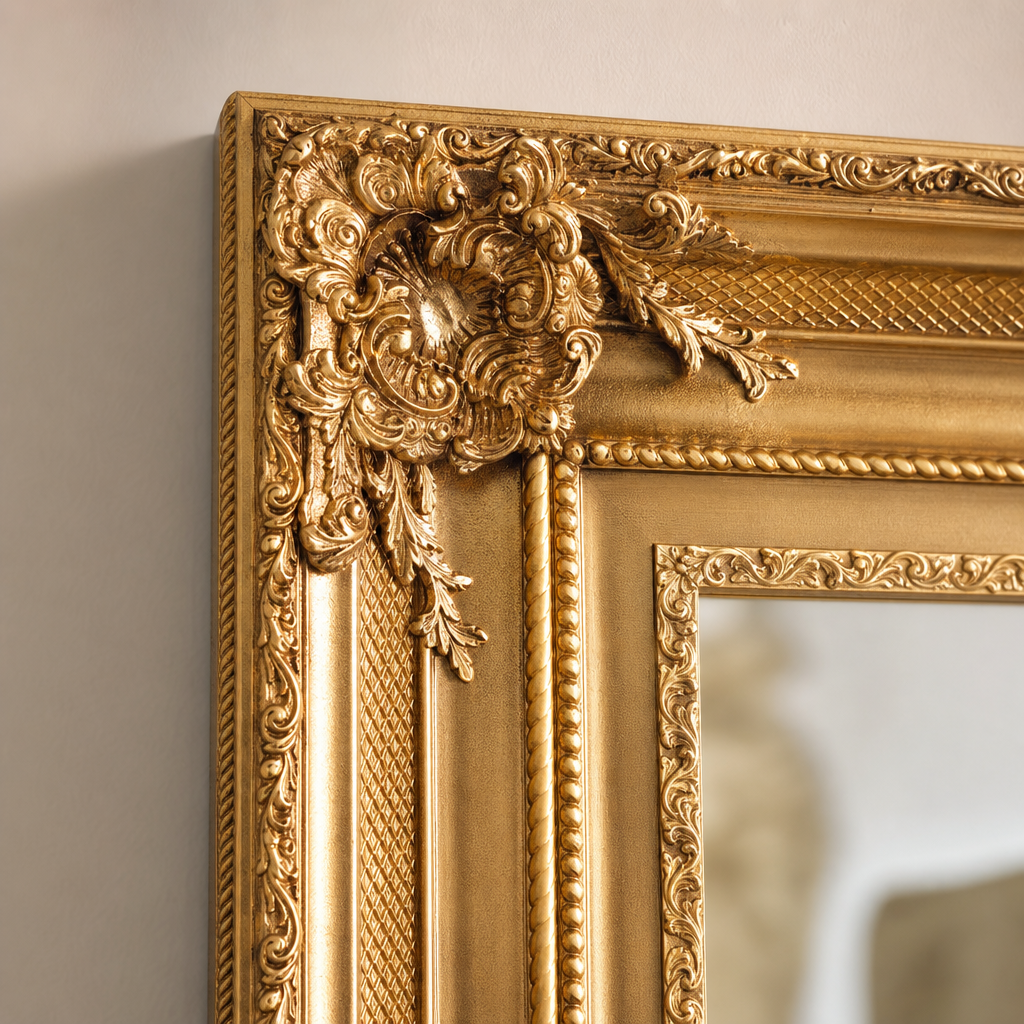 Solid Wood Floor Mirror – Full Length Decorative Standing Mirror