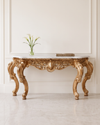 Gold Console Table with Marble Top – Black, White or Green