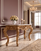 Gold Console Table with Marble Top – Black, White or Green