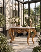 Gold Console Table with Marble Top – Black, White or Green