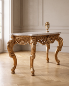 Gold Console Table with Marble Top – Black, White or Green