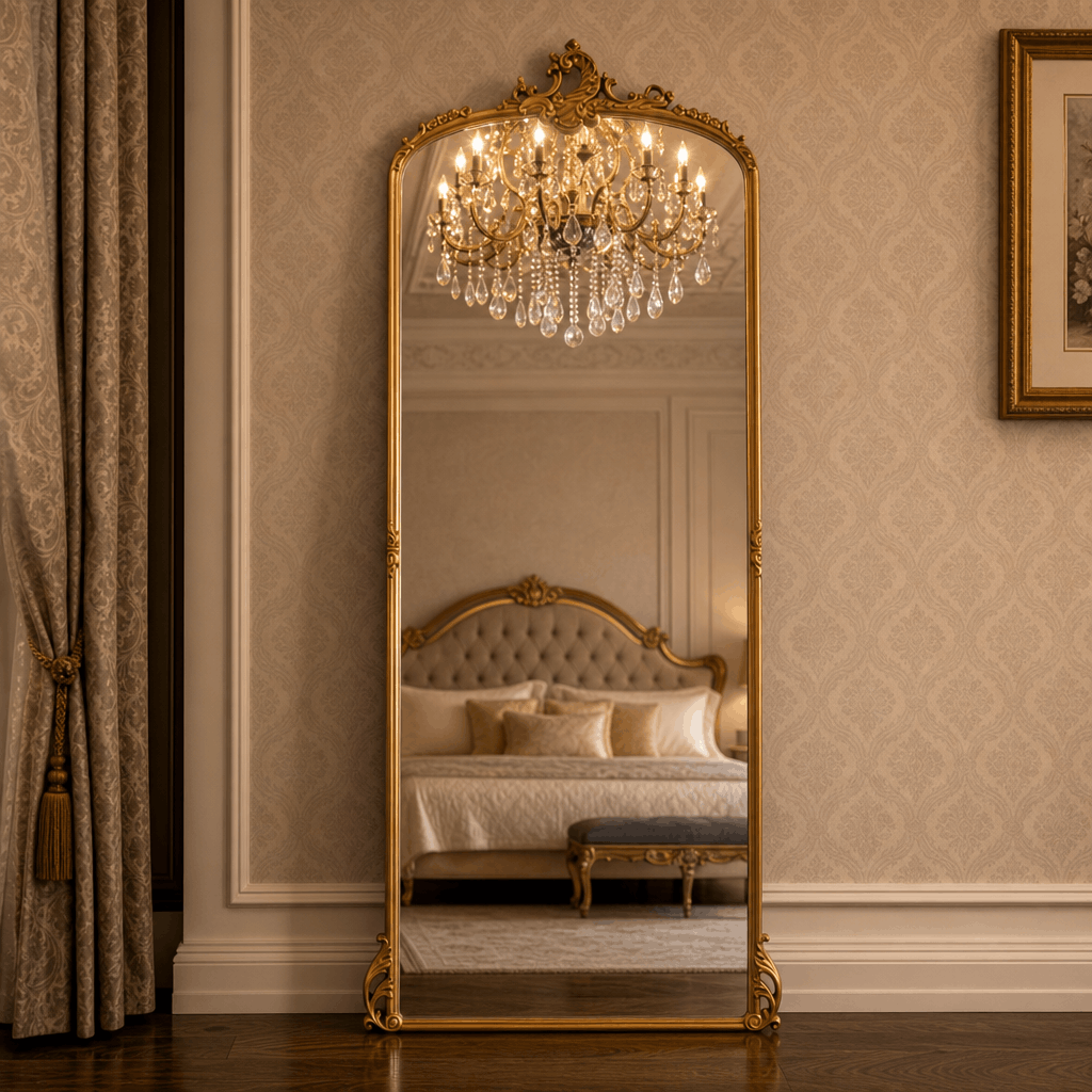 Grand French Rococo Style Mirror With Intricate Detailing