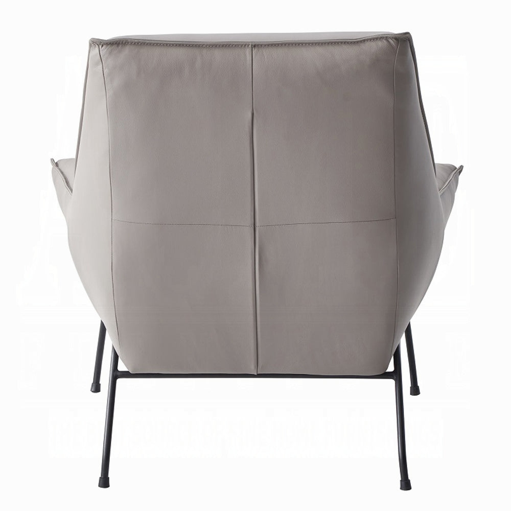 Modern Khaki Top-Grain Leather Accent Chair & Ottoman Set