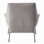 Modern Khaki Top-Grain Leather Accent Chair & Ottoman Set