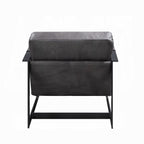 Gray Top-Grain Leather Accent Chair with Black Metal Frame