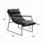 Distressed Espresso Top-Grain Leather Accent Chair with Matte Iron Frame