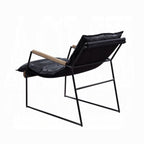 Distressed Espresso Top-Grain Leather Accent Chair with Matte Iron Frame