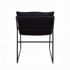 Distressed Espresso Top-Grain Leather Accent Chair with Matte Iron Frame