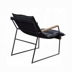 Distressed Espresso Top-Grain Leather Accent Chair with Matte Iron Frame