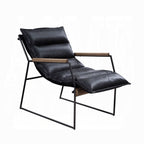 Distressed Espresso Top-Grain Leather Accent Chair with Matte Iron Frame