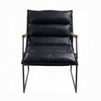 Distressed Espresso Top-Grain Leather Accent Chair with Matte Iron Frame