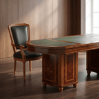 Luxury Boardroom Table – Solid Wood with Green Leather Top
