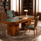 Luxury Boardroom Table – Solid Wood with Green Leather Top