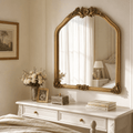 Luxury Gold Arched Mirror with Ornate Floral Detailing