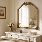 Luxury Gold Arched Mirror with Ornate Floral Detailing