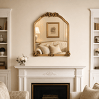 Luxury Gold Arched Mirror with Ornate Floral Detailing