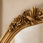 Luxury Gold Arched Mirror with Ornate Floral Detailing