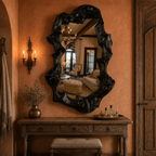 Luxury Sculptural Black Statement Mirror