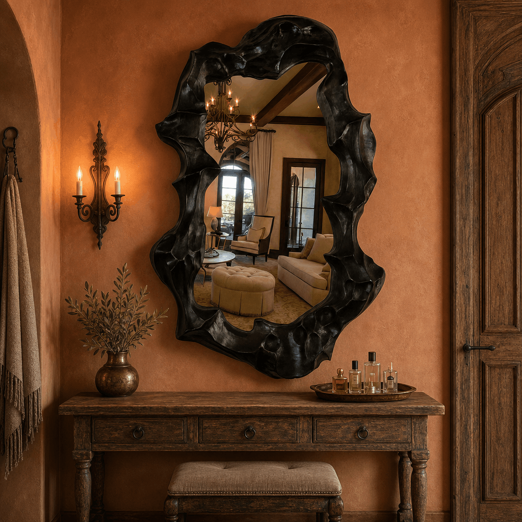 Luxury Sculptural Black Statement Mirror
