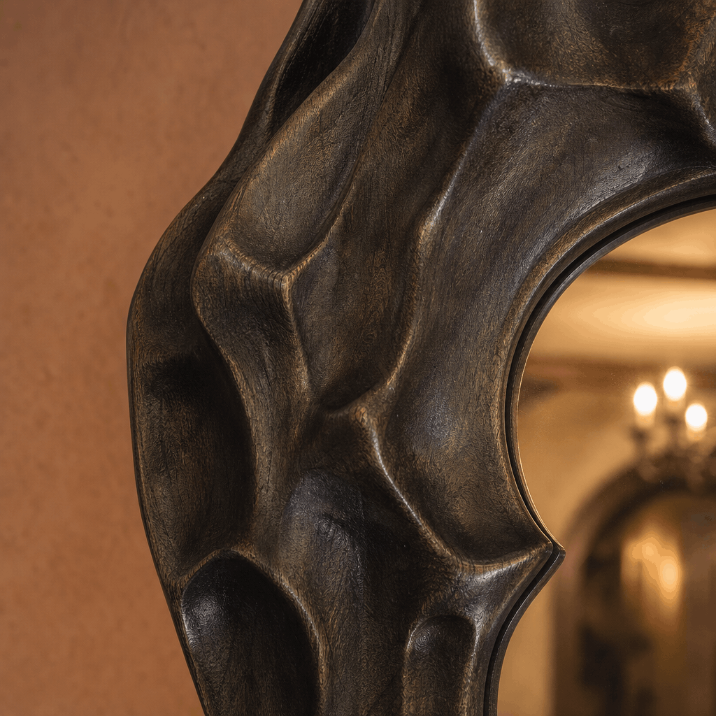 Luxury Sculptural Black Statement Mirror