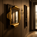 Luxury Square Wall Mirror With Gold Ribbon Accents