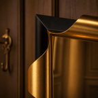 Luxury Square Wall Mirror With Gold Ribbon Accents