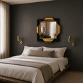 Luxury Square Wall Mirror With Gold Ribbon Accents