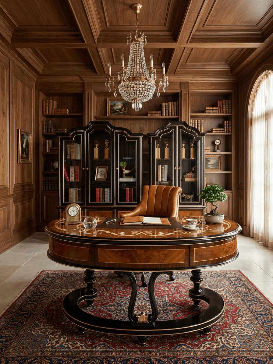 Masterfully Designed Executive Desk with Inlaid Detailing