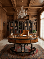 Masterfully Designed Executive Desk with Inlaid Detailing
