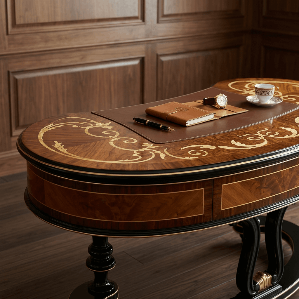 Masterfully Designed Executive Desk with Inlaid Detailing