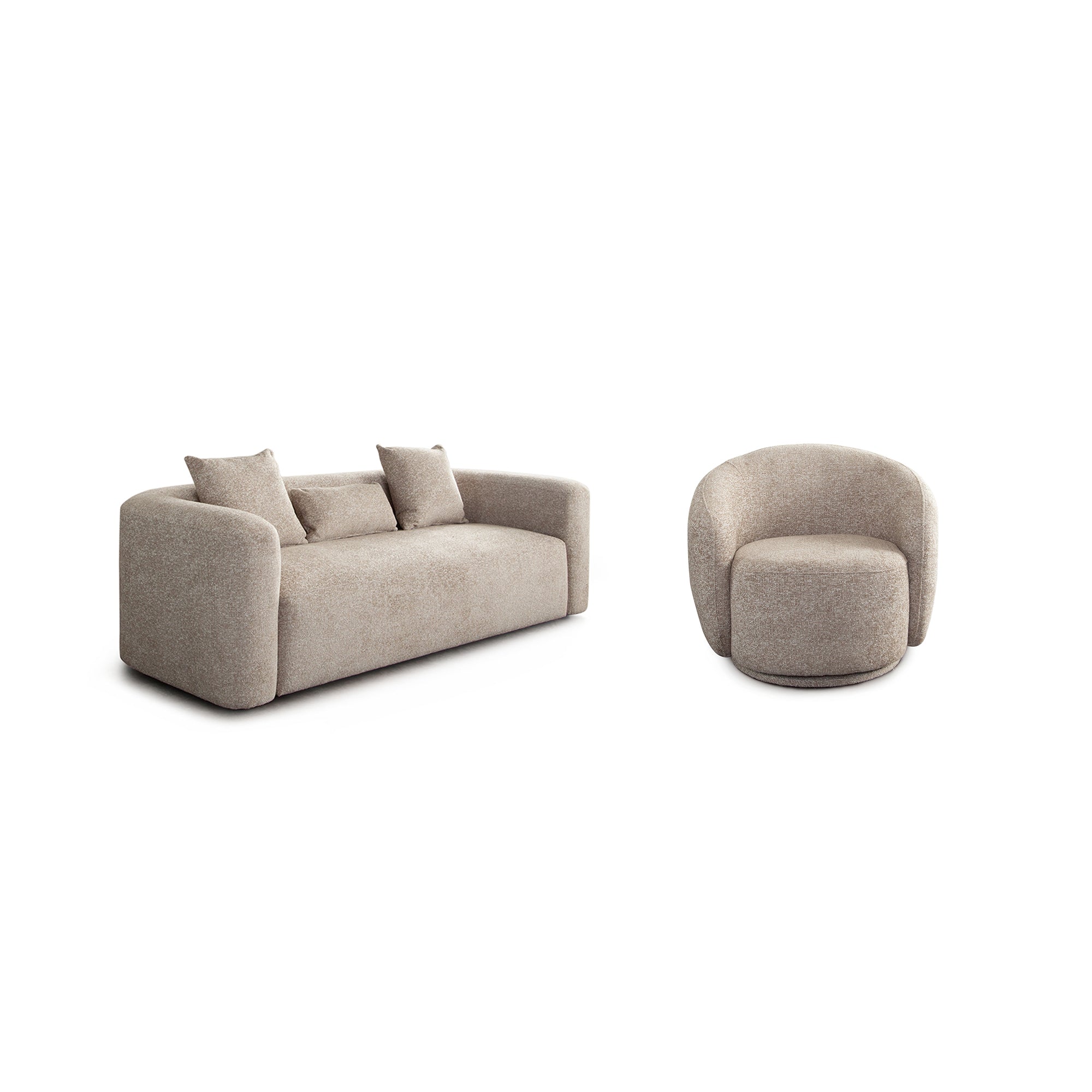 Olli Wheat Fabric Sofa & Swivel Chair Set