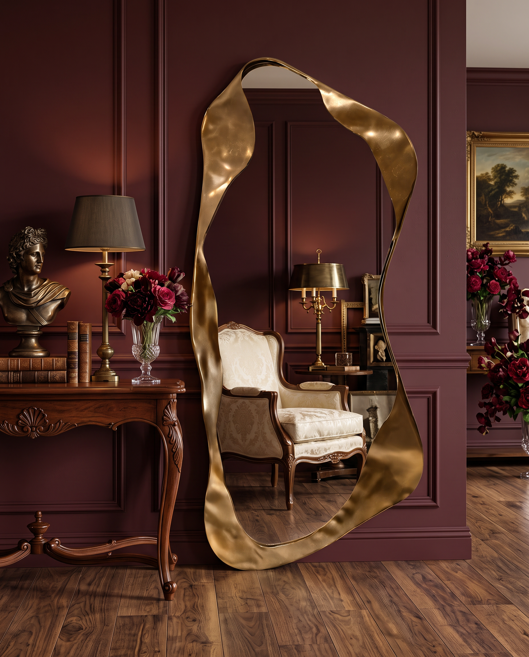 Onda Gold Floor Mirror