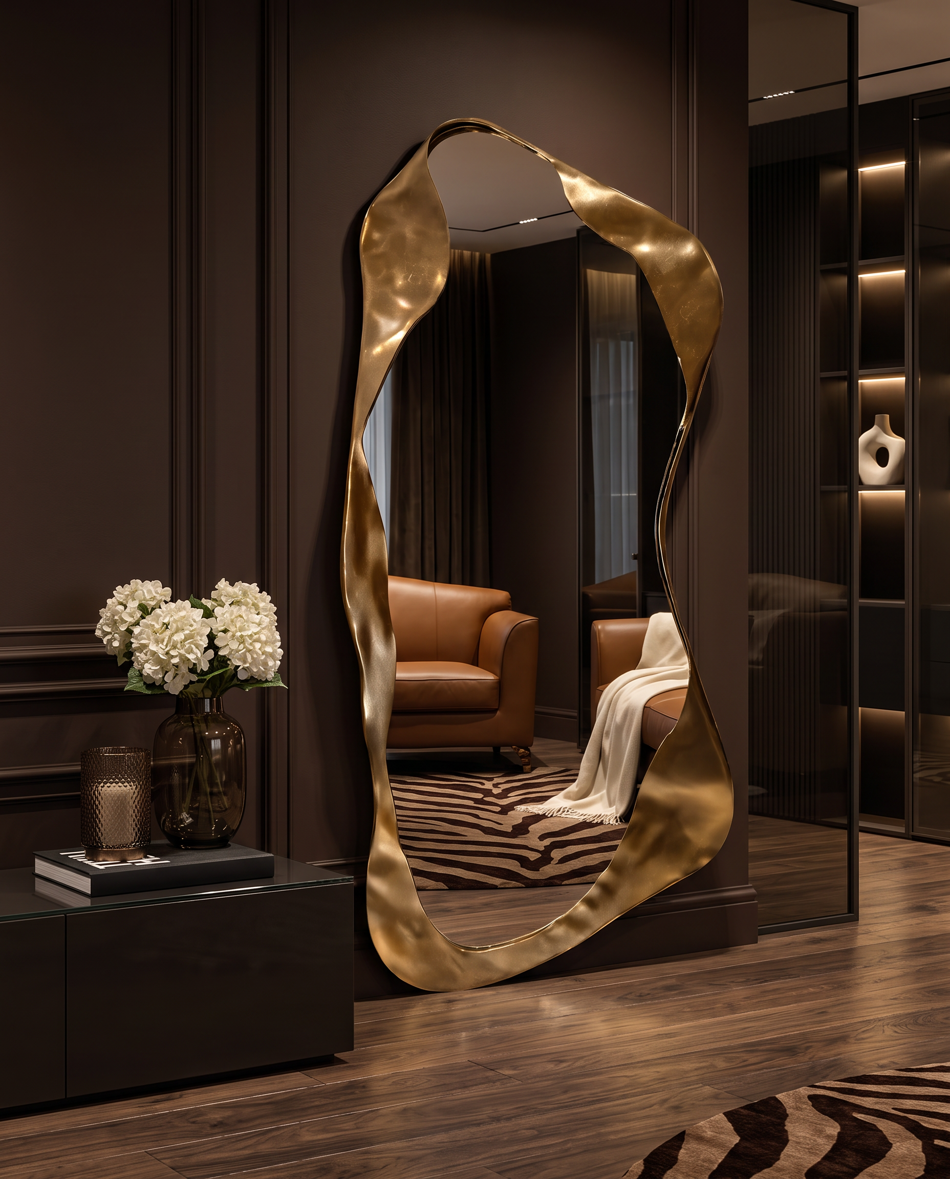 Onda Gold Floor Mirror