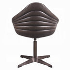 Antique Ebony Top Grain Leather Swivel Accent Chair