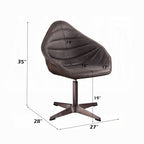 Antique Ebony Top Grain Leather Swivel Accent Chair