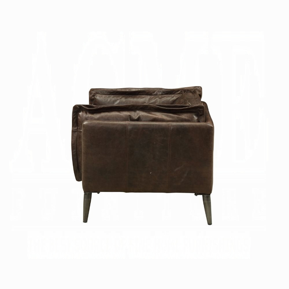 Distressed Chocolate Top-Grain Leather Accent Chair — Vintage-Inspired Modern Design