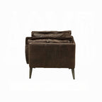 Distressed Chocolate Top-Grain Leather Accent Chair — Vintage-Inspired Modern Design