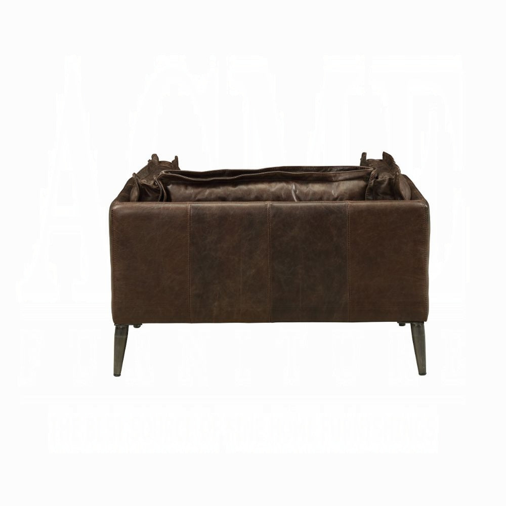 Distressed Chocolate Top-Grain Leather Accent Chair — Vintage-Inspired Modern Design