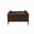 Distressed Chocolate Top-Grain Leather Accent Chair — Vintage-Inspired Modern Design