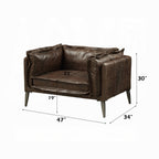 Distressed Chocolate Top-Grain Leather Accent Chair — Vintage-Inspired Modern Design