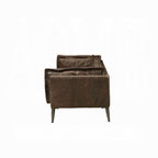 Distressed Chocolate Top-Grain Leather Loveseat — Vintage-Inspired Modern Design