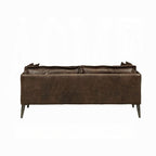 Distressed Chocolate Top-Grain Leather Loveseat — Vintage-Inspired Modern Design