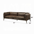 Distressed Chocolate Top-Grain Leather Loveseat — Vintage-Inspired Modern Design
