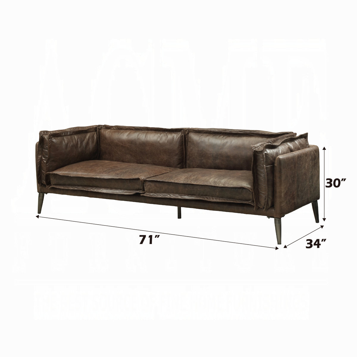 Distressed Chocolate Top-Grain Leather Loveseat — Vintage-Inspired Modern Design
