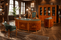 Premium 4-Piece Wood Office Set with Leather Accents