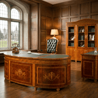 Premium 4-Piece Wood Office Set with Leather Accents