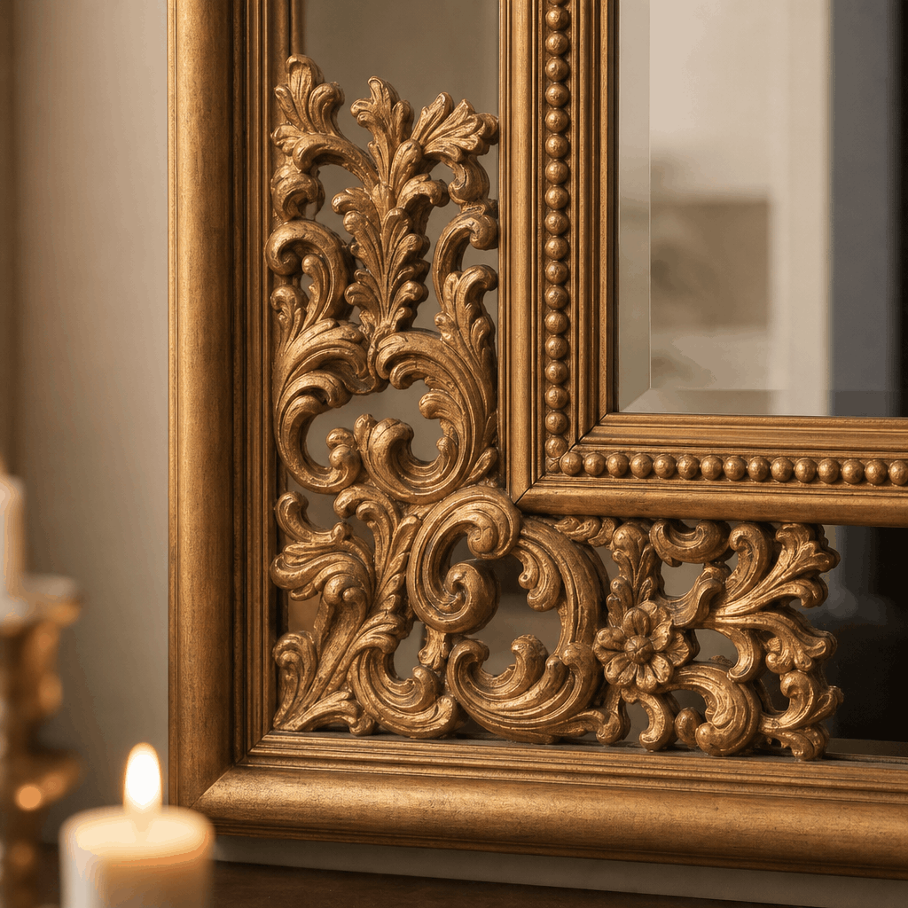 Regal Gold Ornate Beveled Wall Mirror
