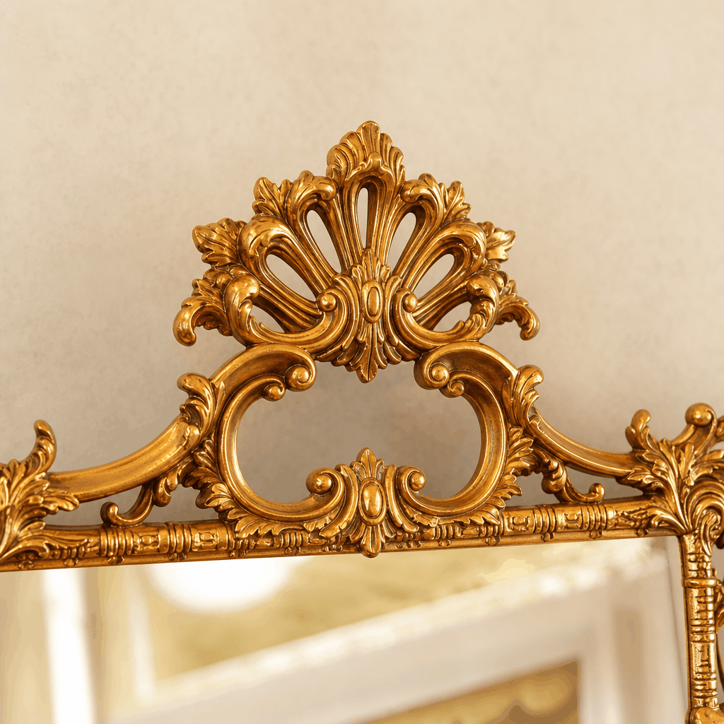 Regal Hand-Painted Gold Ornate Wall Mirror